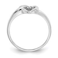 14K White Gold Polished AA Diamond Heart Ring view 2