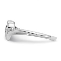 14K White Gold Polished AA Diamond Heart Ring view 3