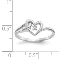 14K White Gold Polished AA Diamond Heart Ring view 5