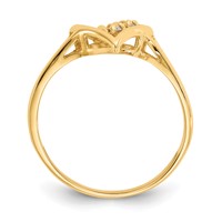 14K Polished AA Diamond Swirled Heart Ring view 2