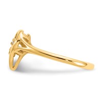 14K Polished AA Diamond Swirled Heart Ring view 3