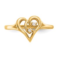 14K Polished AA Diamond Swirled Heart Ring view 4