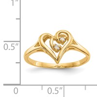 14K Polished AA Diamond Swirled Heart Ring view 5