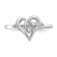 14K White Gold Polished VS Diamond Swirled Heart Ring view 4