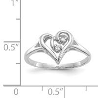 14K White Gold Polished VS Diamond Swirled Heart Ring view 5