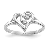 14K White Gold Polished VS Diamond Swirled Heart Ring view 1