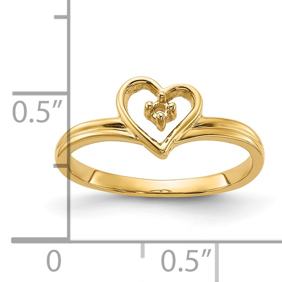 14k Polished .03ct. Diamond Heart Ring Mounting