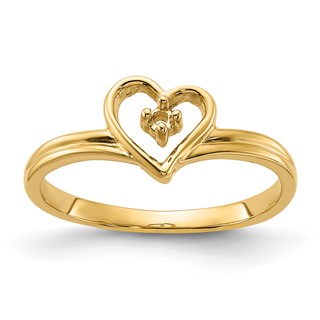14k Polished .03ct. Diamond Heart Ring Mounting