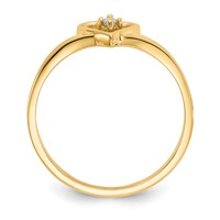 14K Polished AA Diamond Heart Ring view 2