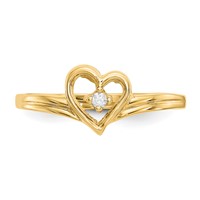 14K Polished AA Diamond Heart Ring view 4