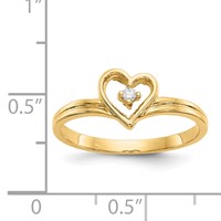14K Polished AA Diamond Heart Ring view 5