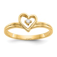 14K Polished AA Diamond Heart Ring view 1