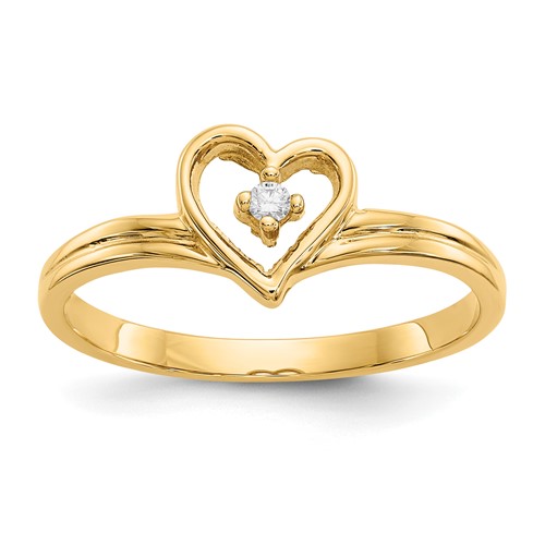 14K Yellow Gold Polished VS Diamond Heart Ring