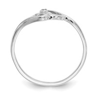 14K White Gold Polished AA Diamond Two Hearts Ring view 2