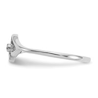 14K White Gold Polished AA Diamond Two Hearts Ring view 3