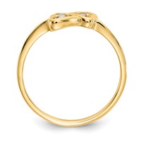 14K Polished 1 20 Carat Aaa Diamond Two Hearts Ring view 2
