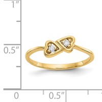 14K Polished 1 20 Carat Aaa Diamond Two Hearts Ring view 5