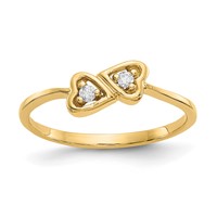 14K Polished 1 20 Carat Aaa Diamond Two Hearts Ring view 1