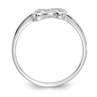 14K White Gold Polished 0.05 Carat AA Diamond Two Hearts Ring view 2