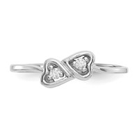 14K White Gold Polished 0.05 Carat AA Diamond Two Hearts Ring view 4