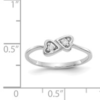 14K White Gold Polished 0.05 Carat AA Diamond Two Hearts Ring view 5