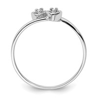 14K White Gold Polished AA Diamond Two Hearts Ring view 2