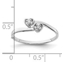 14K White Gold Polished AA Diamond Two Hearts Ring view 4
