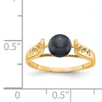 14K 6mm Yellow Gold Black Freshwater Cultured Pearl Filigree Ring view 2