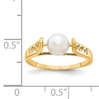 14K 6mm Yellow Gold White Freshwater Cultured Pearl Filigree Ring view 2