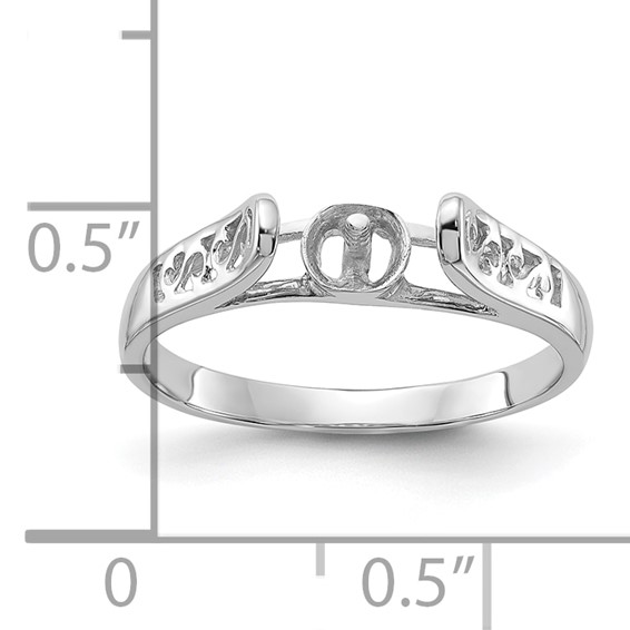 14k White Gold Polished Holds 6mm Pearl Filigree Ring Mounting