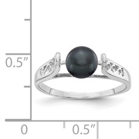 14K White Gold 6mm Black Freshwater Cultured Pearl Filigree Ring view 2
