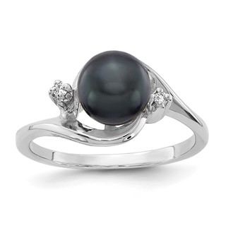 Gold Polished Freshwater Pearl and Diamond Rings