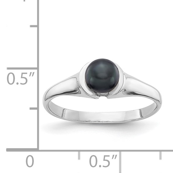14k White Gold 5mm Black Freshwater Cultured Pearl Ring