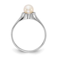 14K White Gold 5mm White Freshwater Cultured Pearl Ring view 2