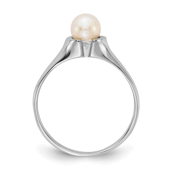 14k White Gold 5mm White Freshwater Cultured Pearl Ring