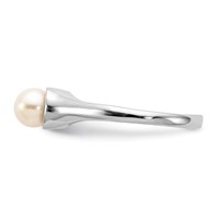 14K White Gold 5mm White Freshwater Cultured Pearl Ring view 3