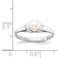 14K White Gold 5mm White Freshwater Cultured Pearl Ring view 5