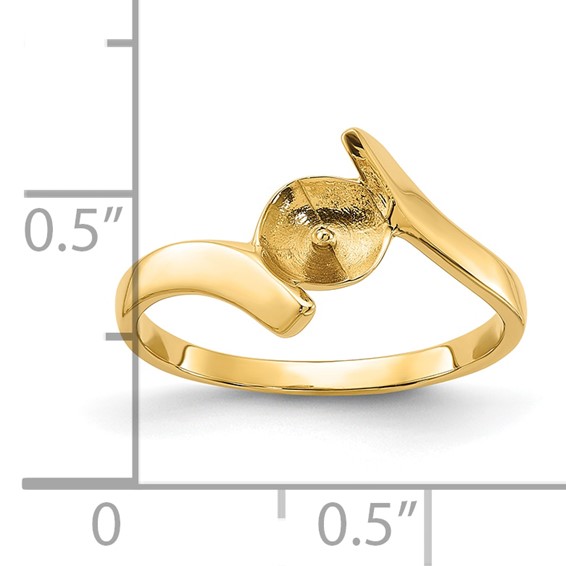 14k Polished Holds 7mm Pearl Bypass Ring Mounting