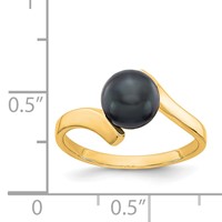 14K 7mm Black Freshwater Cultured Pearl Bypass Ring view 2