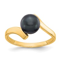 14K 7mm Black Freshwater Cultured Pearl Bypass Ring view 1