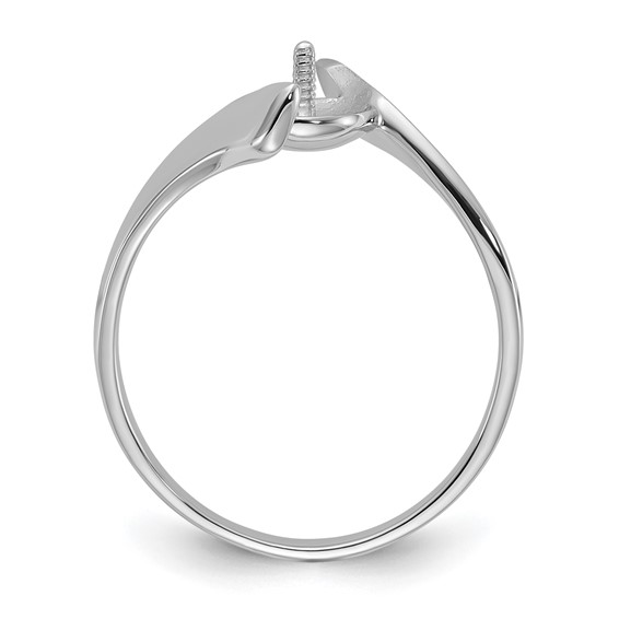 14k White Gold Polished Holds 7mm Pearl Bypass Ring Mounting