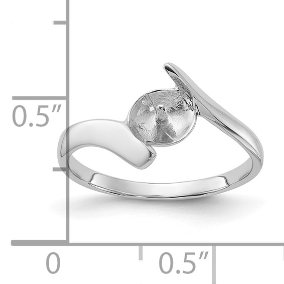 14k White Gold Polished Holds 7mm Pearl Bypass Ring Mounting