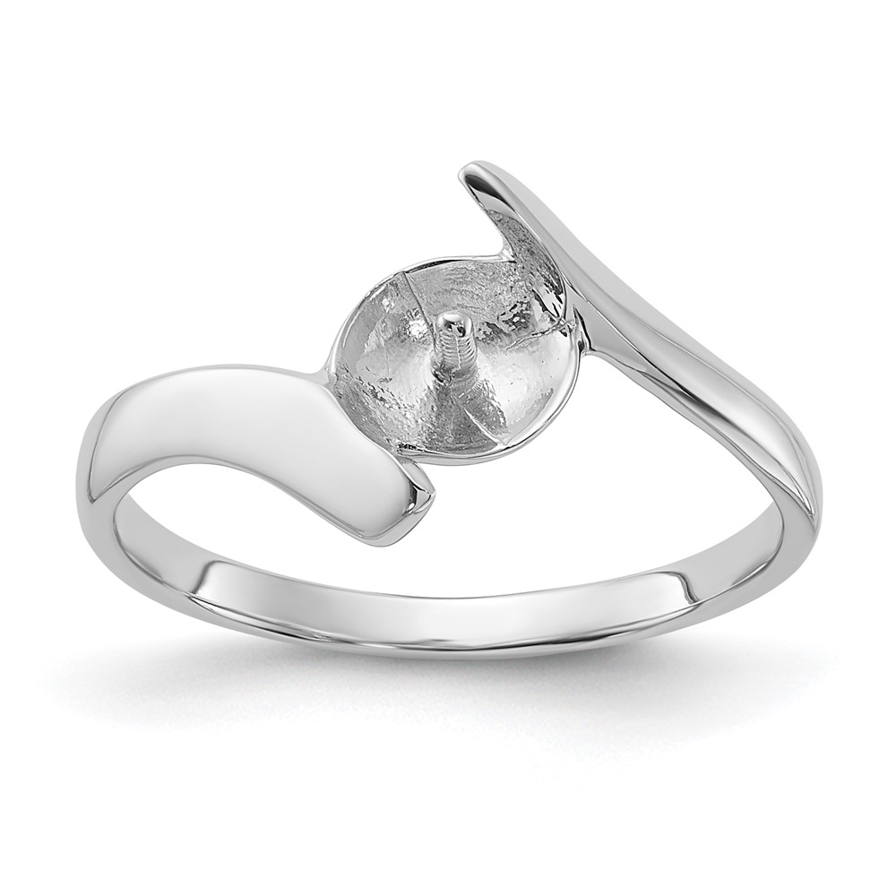 14k White Gold Polished Pearl Ring Mounting