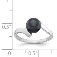 14K White Gold 7mm Black Freshwater Cultured Pearl Bypass Ring view 5