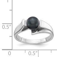14K White Gold 6mm Black Freshwater Cultured Pearl Ring view 5