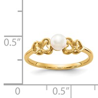 14K 4mm Yellow Gold White Freshwater Cultured Pearl Heart Ring view 2