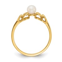 14K White Gold 4mm White Freshwater Cultured Pearl Heart Ring view 2