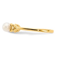 14K White Gold 4mm White Freshwater Cultured Pearl Heart Ring view 3