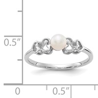 14K White Gold 4mm White Freshwater Cultured Pearl Heart Ring view 5