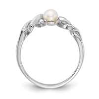 14K White Gold 4mm White Freshwater Cultured Pearl Twisted Ring view 2